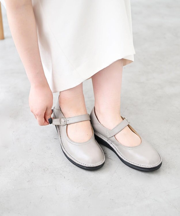 Pointer 本革 超軽量カジュアルシューズ ライトグレー