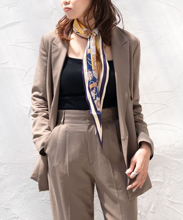 Marca 【Marcaオリジナル】バイカラーベルト シルクツイル 菱形スカーフ イエロー×ブルー