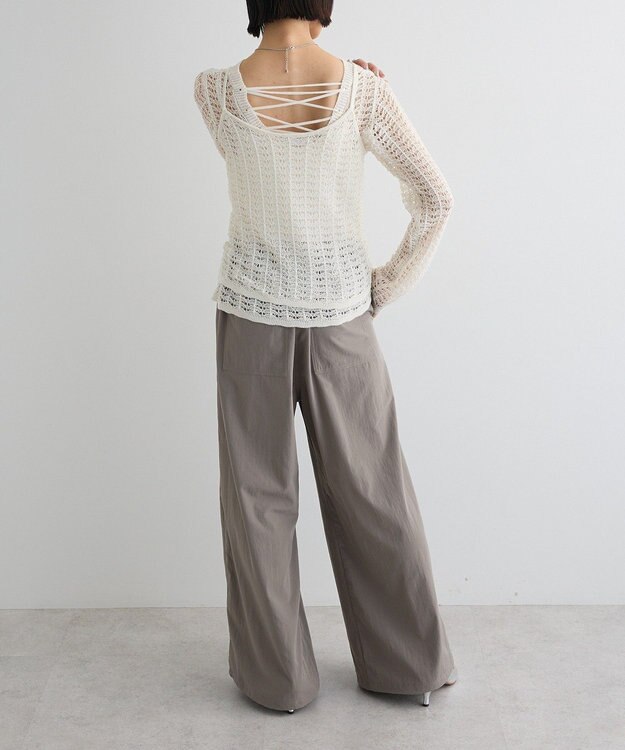 Green Parks ＳＥＴ２点　クロシェ風ニットプルオーバー Off White