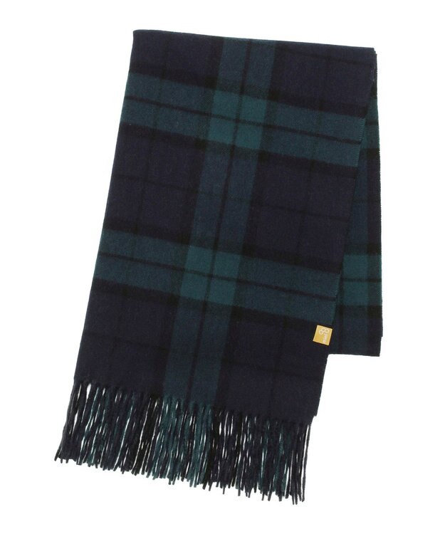 MOONBAT WEB限定【洗える】ミエル (miel) カシミヤ100％ チェックストール ネイビーブルー