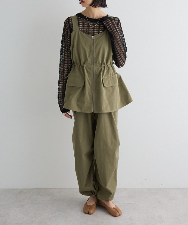 Green Parks ＳＥＴ２点　クロシェ風ニットプルオーバー Black