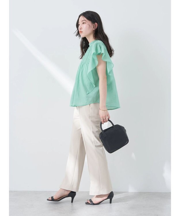 earth music&ecology コットンボイルフリルブラウス Mint