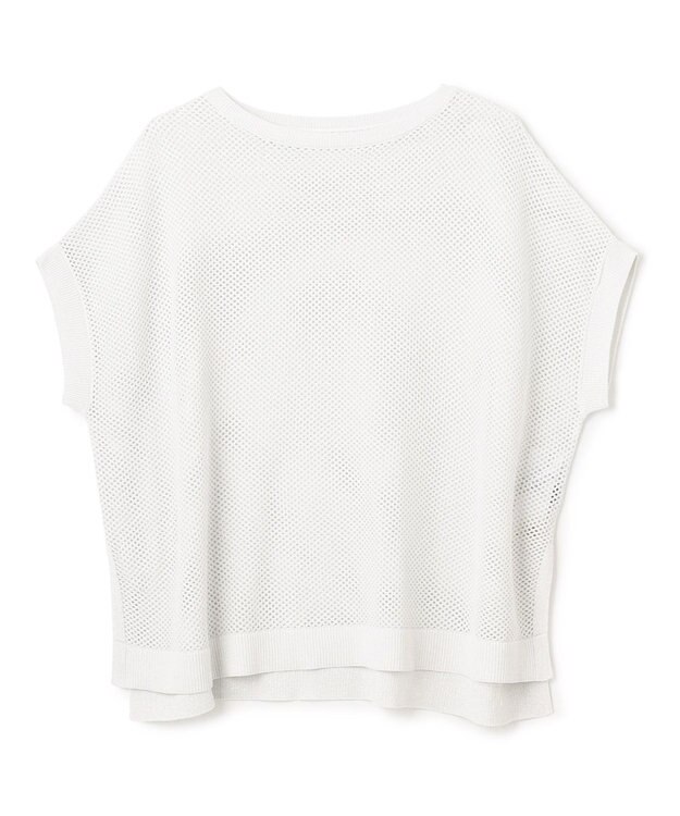 UNFILO L メッシュ ハーフスリーブ ニット シルバーラメ