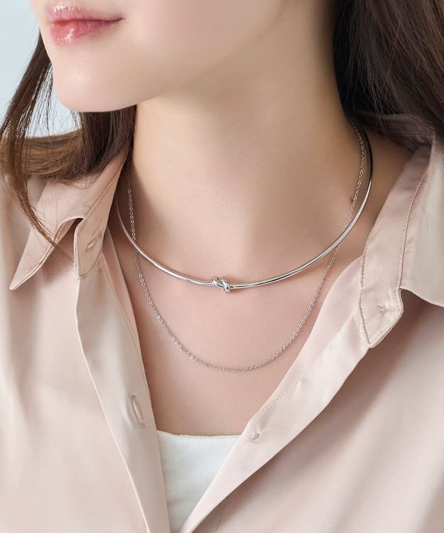 Phoebe ノットラインレイヤードチョーカー　シルバー/ネックレス/ネックカフ/36cm シルバー