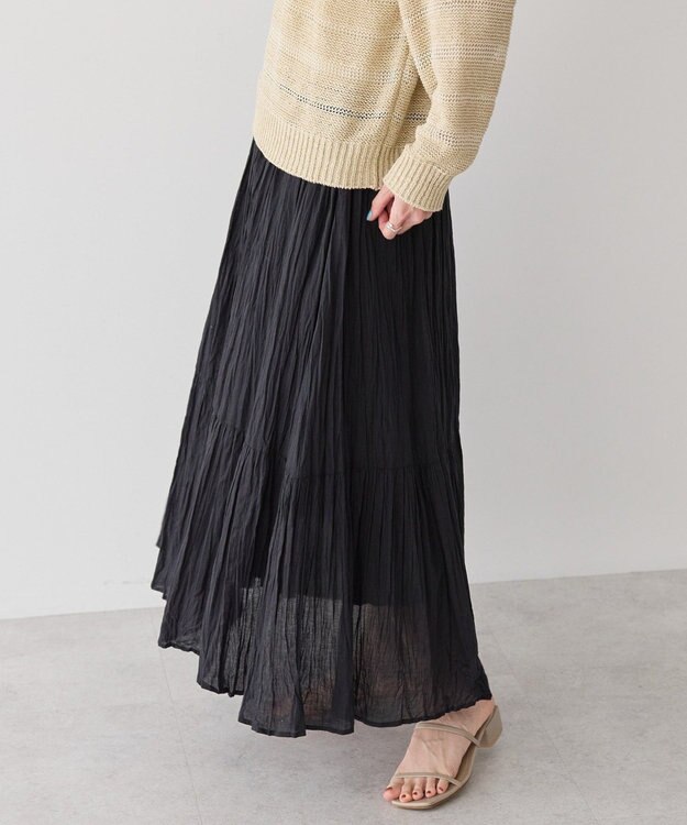 AMERICAN HOLIC ボイルクリンクルティアードスカート Black