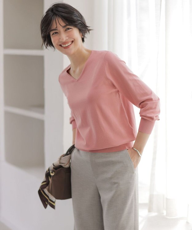 J.PRESS LADIES 【人気のため新色追加】PRINCE Vネック ニット ピンク系