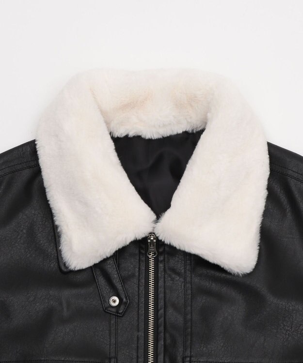 WEGO 2WAYファー襟PUジャケット ブラック