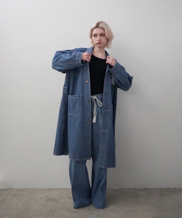 GRACE CONTINENTAL メカニックデニムコート ブルー