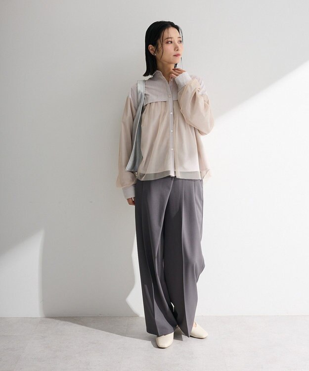 Green Parks イージーケアチュールドッキングシャツ Beige