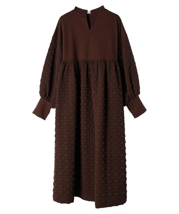 Green Parks armonia．異素材切替ワンピース Brown