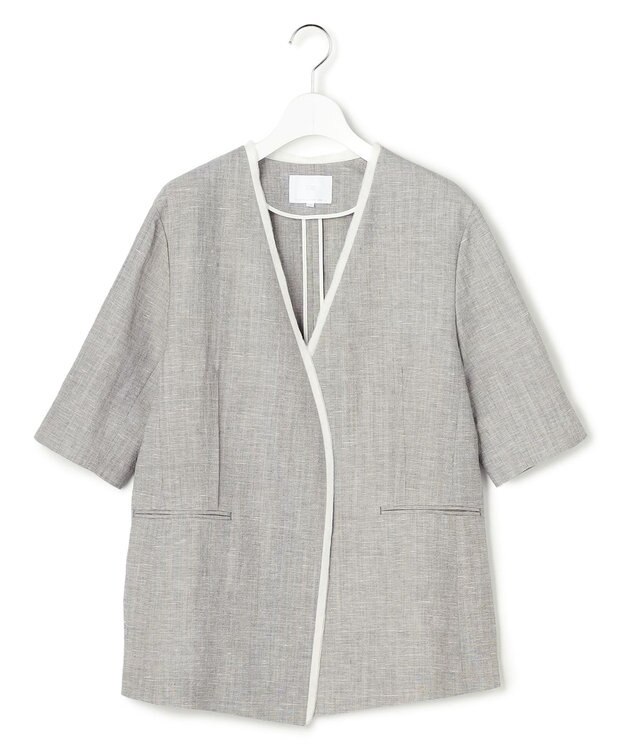 23区 【GOLD LABEL】ウールリネン ノーカラー ジャケット グレー系