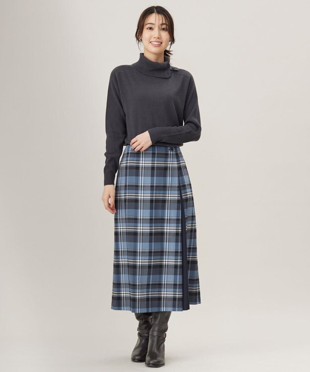 J.PRESS LADIES L 【洗える】SOFT TOUCH WOOL リブ切り替え ニット スレート系