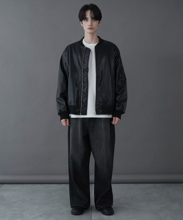 WEGO 【ユニセックス着用ITEM】エコレザーMA－1 ブラック