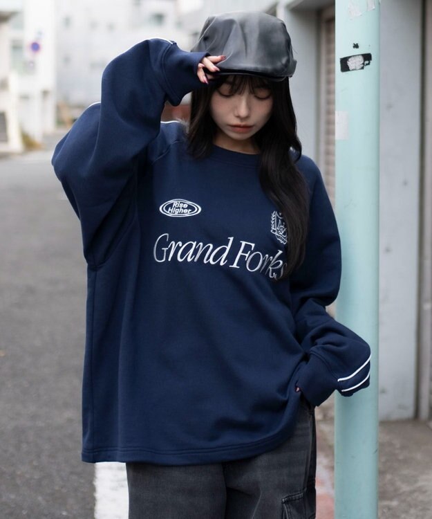 WEGO 【ユニセックス着用ITEM】ショートドロストラインプルオーバー ネイビー