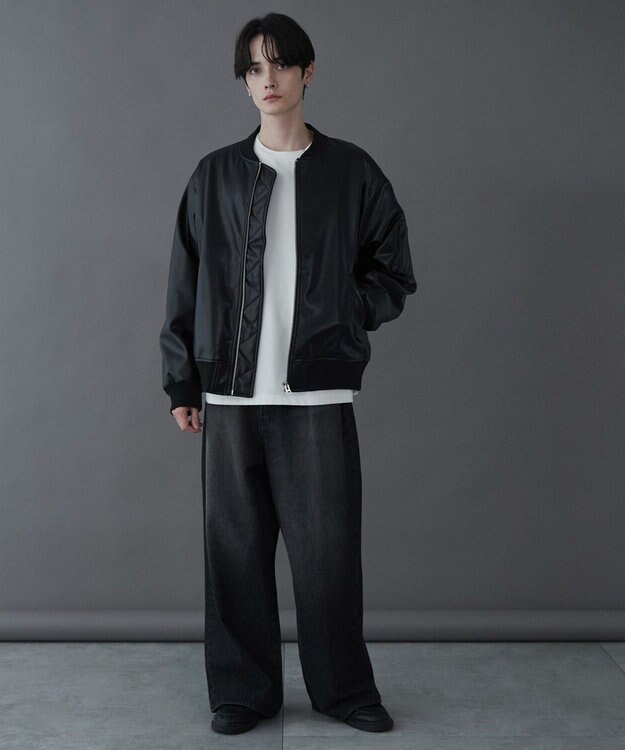 WEGO 【ユニセックス着用ITEM】エコレザーMA－1 ブラック