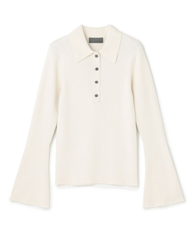 uncrave 【洗濯機洗い可】リブ フレアスリーブポロニット（uncrave STANDARD） エクリュ