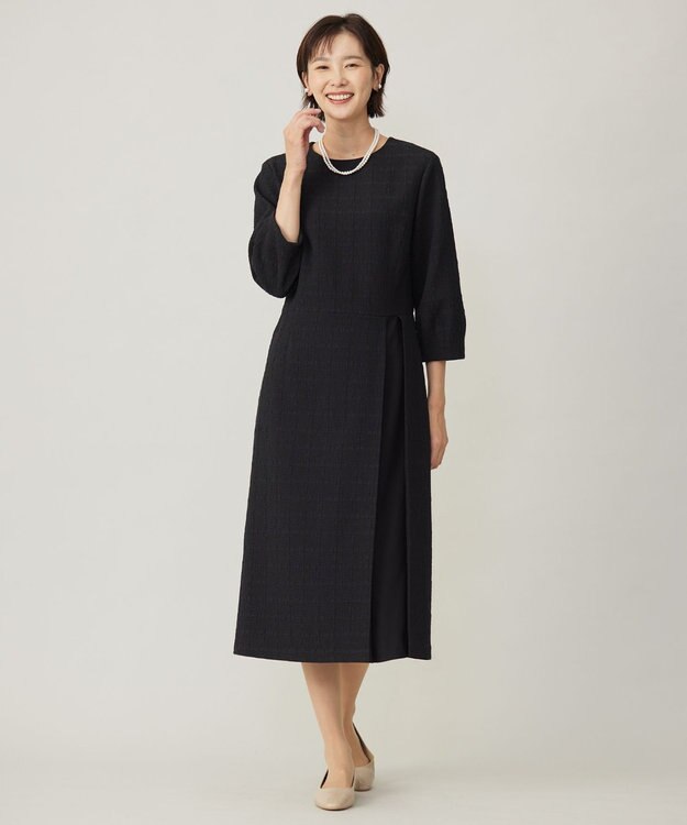 J.PRESS LADIES S SIMMOD ジャカード ワンピース ダークネイビー(チェック柄)系5