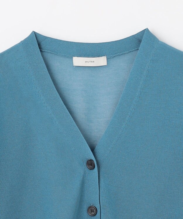 ANY L 【洗濯機可/接触冷感/アンチピリング】シアーニットVネックカーディガン ブルー