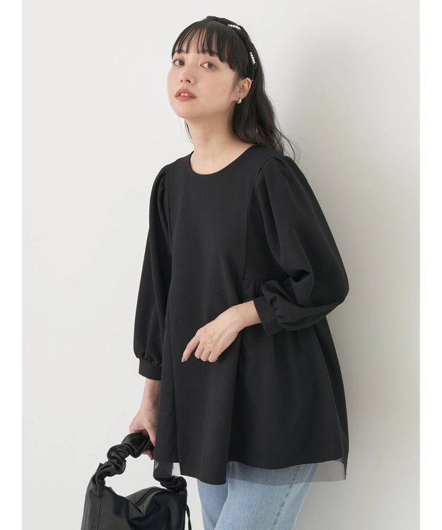 earth music&ecology チュールドッキングチュニック Black