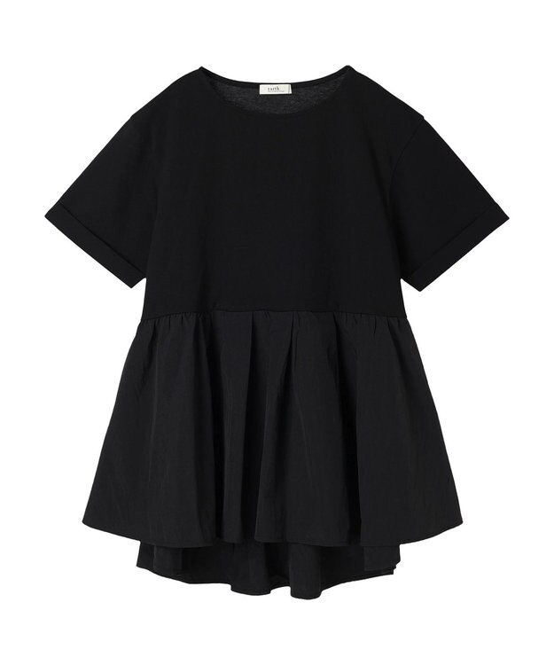 earth music&ecology 異素材チュニックカットソー Black