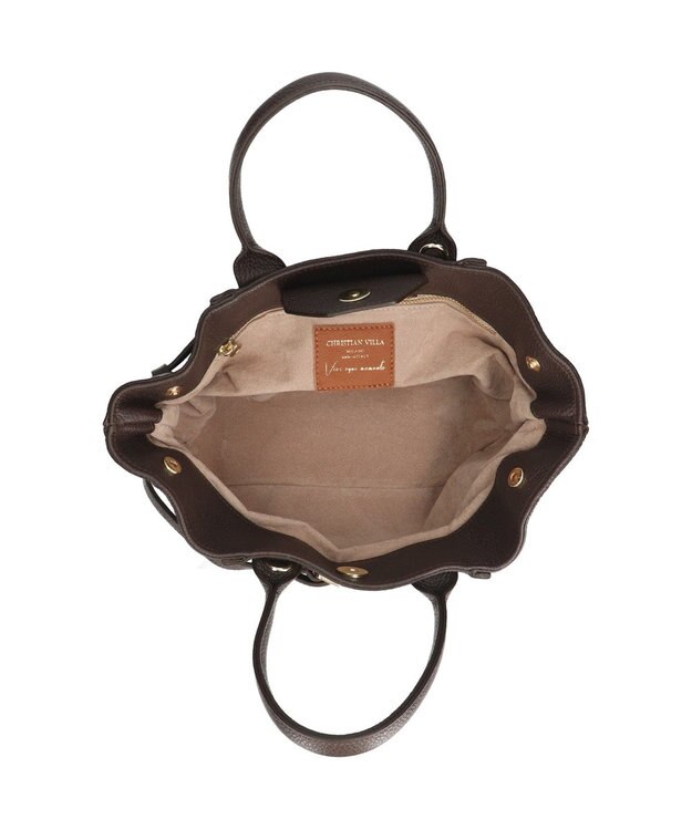 INTER-CHAUSSURES 【CHRISTIAN VILLA】レザーミディアムハンドバッグ ダークブラウン