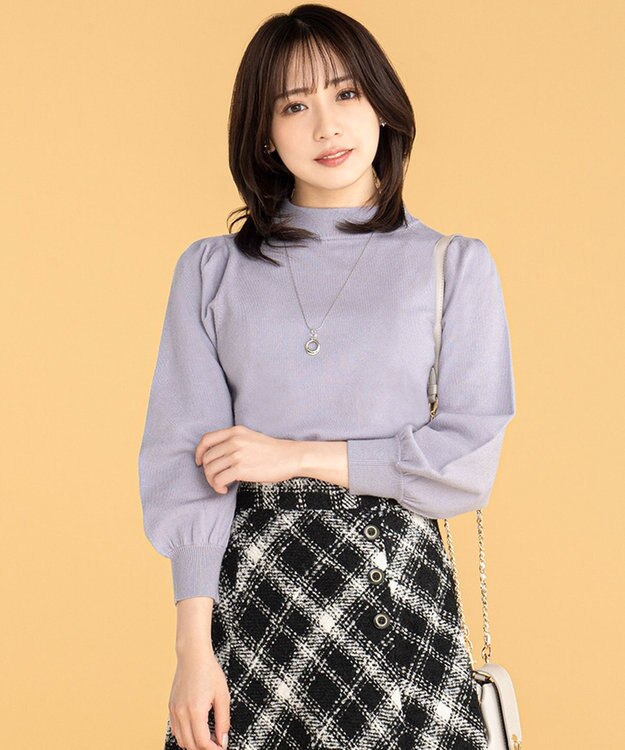 ANY SIS S 【低身長企画】バックパール調ポイント ニット ラベンダー