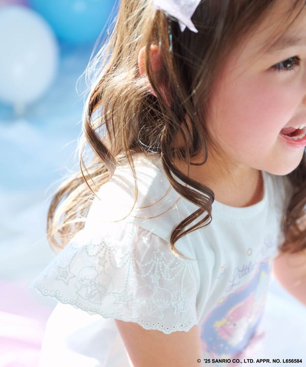 ANY KIDS 【any FAM× リトルツインスターズ 】キキ＆ララ 袖レースTシャツ オフホワイト