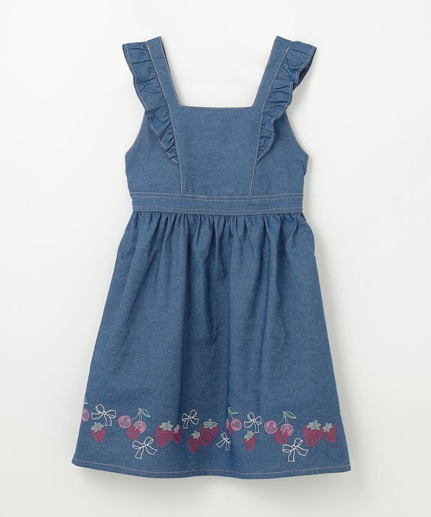 ANY KIDS 【チェリーベリーシリーズ】フルーツ 刺繍 ジャンパースカート ネイビー