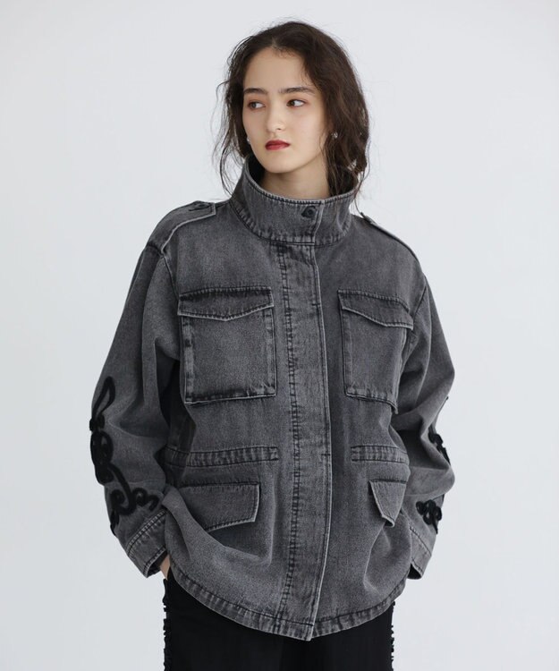 Green Parks ■ESCAR デニムコード刺繍ジャケット Gray