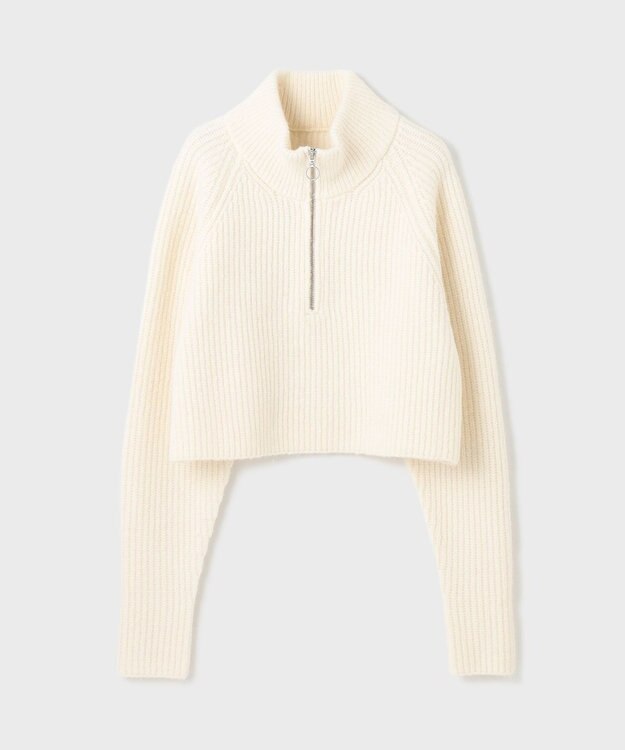 GRACE CONTINENTAL 畦zipニットトップ ホワイト