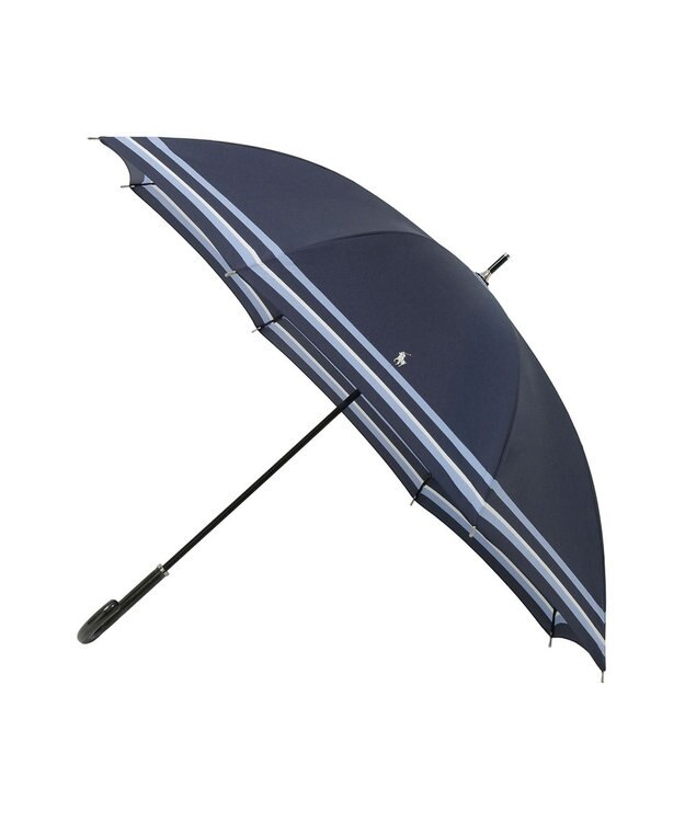 MOONBAT 【日本製/ジャンプ傘】POLO RALPH LAUREN（ポロ ラルフローレン） 長傘 ボーダー ネイビーブルー