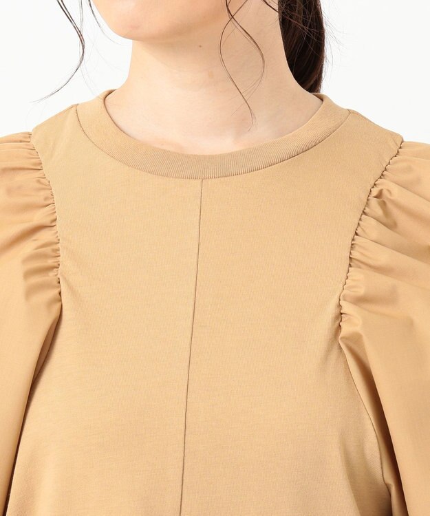 SHARE PARK LADIES 【洗える】ボリュームスリーブフハクコンビカットソー ベージュ系