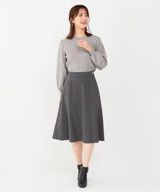 ANY SIS 【セットアップ対応】サーモ2WAYストレッチ スカート グレーグレンチェック