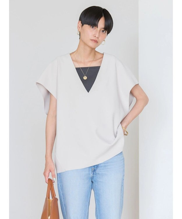 AMERICAN HOLIC クレープジョーゼットＶネックベスト Light Gray