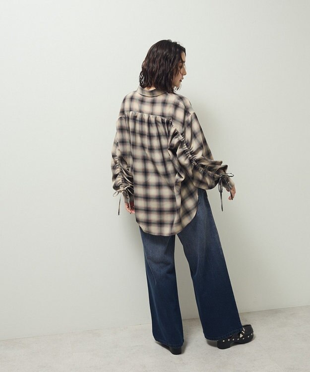 Green Parks ・ＥＬＥＮＣＡＲＥ　ＤＵＥ　チェックギャザーシャツ Ivory