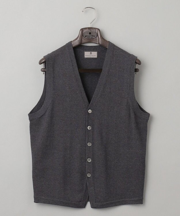 GOTAIRIKU 【家庭洗濯可能】イタリア糸 ハイゲージ ベスト グレー系