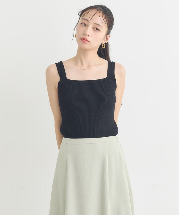 earth music&ecology リブニットタンクトップ Black