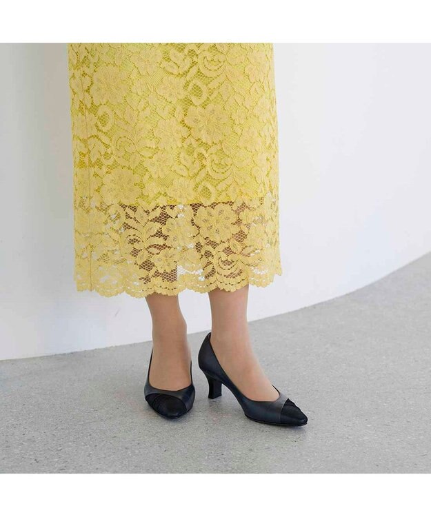 Riz raffinee <Riz raffinee>異素材ポインテッドトゥコンビパンプス ネイビー