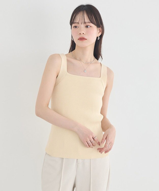 earth music&ecology リブニットタンクトップ Ivory