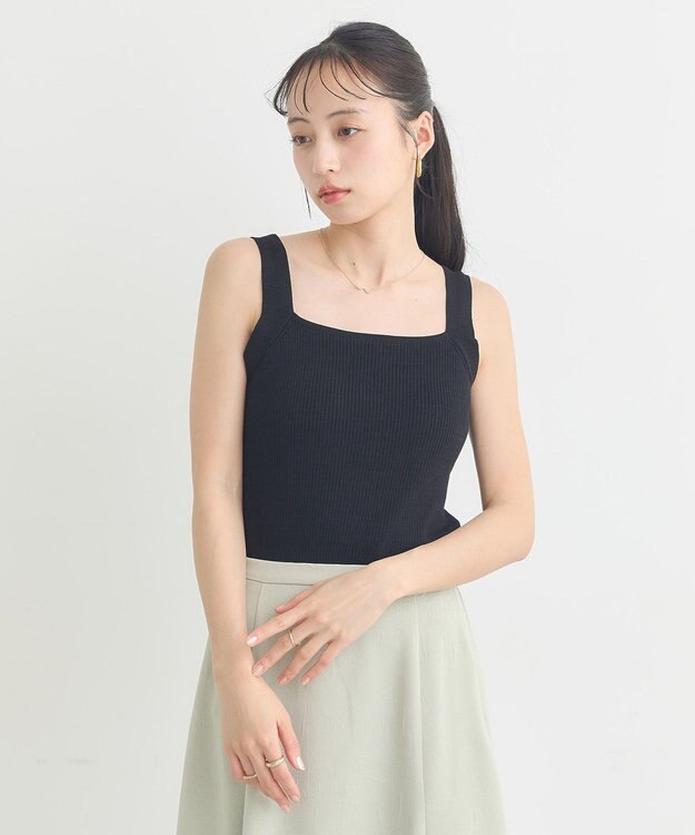 earth music&ecology リブニットタンクトップ Black
