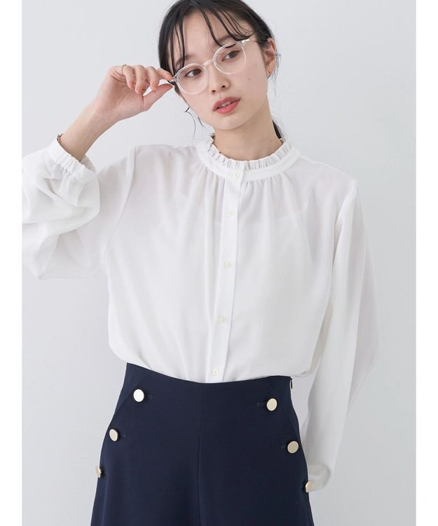 earth music&ecology ２ＷＡＹスタンドフリルブラウス Off White