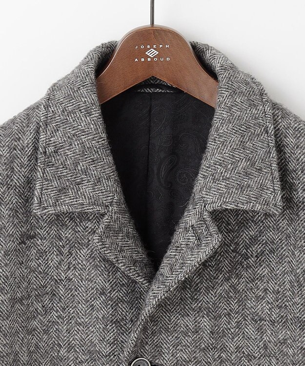 JOSEPH ABBOUD 【軽量/JAPANファブリック】アルパカヘリンボン ステンカラー コート ライトグレー系7
