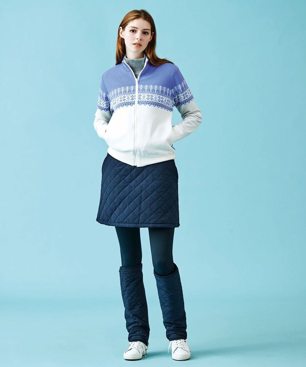 23区GOLF 【WOMEN】【リバーシブル】ノルディック柄　リバーシブル ブルゾン アイボリー系