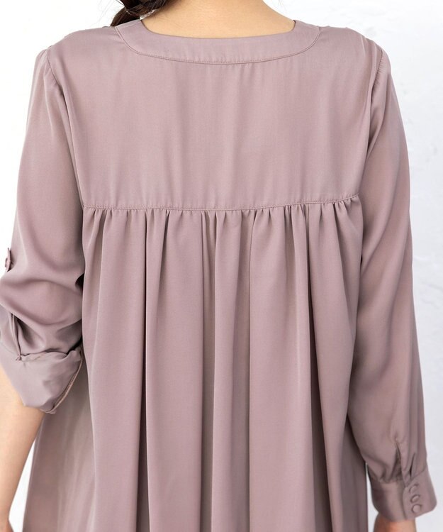 Tiaclasse L 【洗える】ヴィンテージサテンチュニックブラウス ピンク