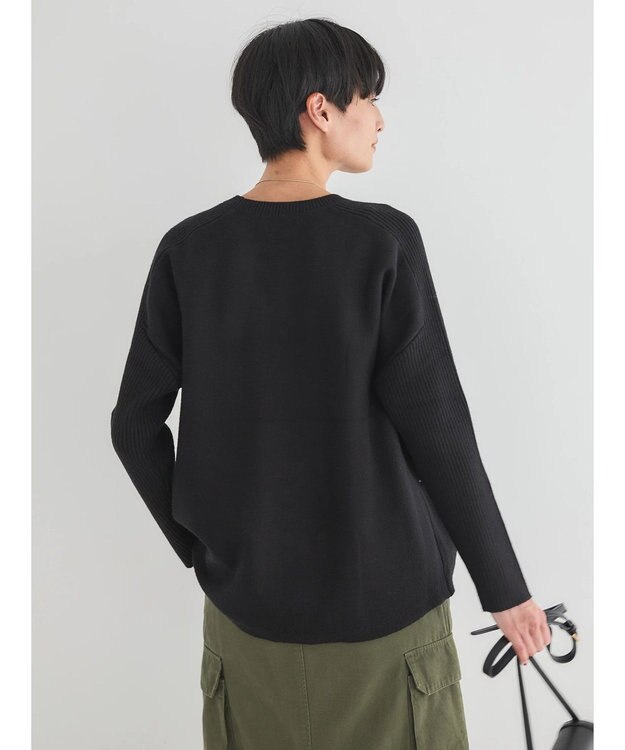 AMERICAN HOLIC バイパチ袖リブラグランニットプルオーバー Black