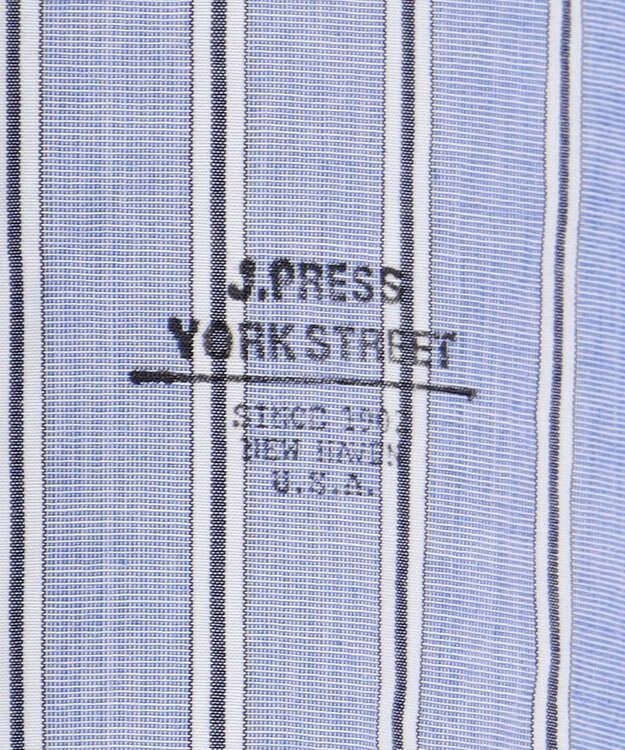 J.PRESS YORK STREET 【UNISEX】タイプライターストライプ バンドカラーシャツ サックスブルー系1