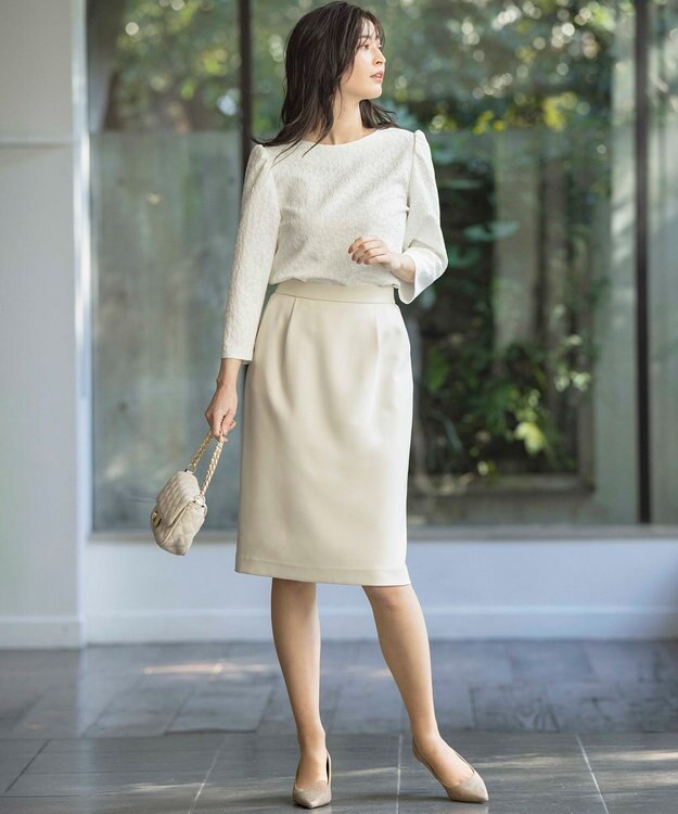 組曲 S 【KUMIKYOKU NAVY】コンフォータブルドレープ コクーンスカート アイボリー系