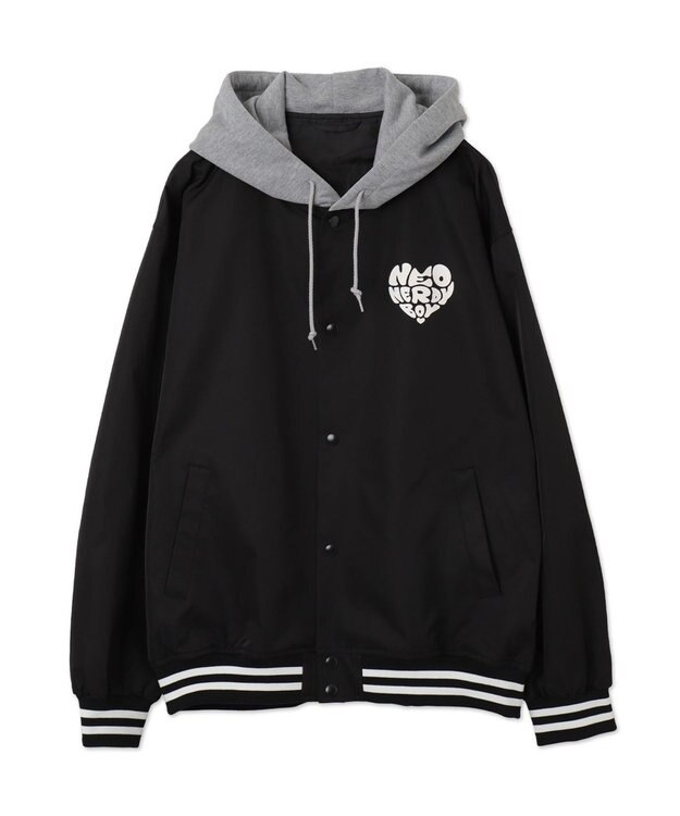 WEGO 【ユニセックス着用ITEM】グラフィックフードスタジャン ブラック