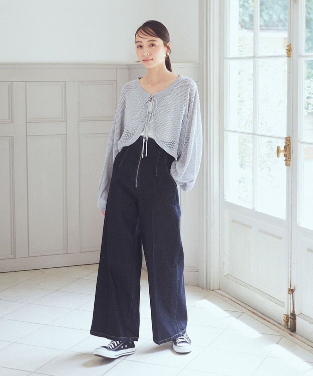 earth music&ecology フロントジップデニムパンツ Black