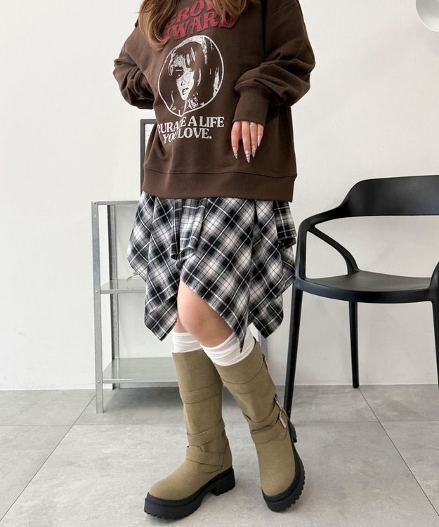 WEGO サイドベルトロングブーツ ベージュ